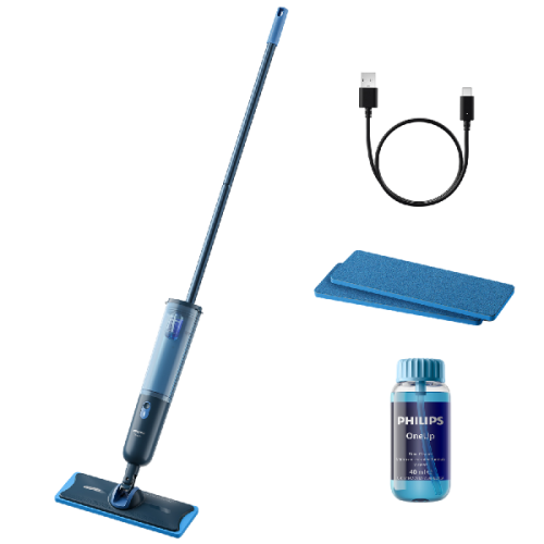 PHILIPS OneUp XV3101/1 Elektrische dweil Blauw inclusief extra dweildoek