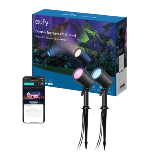 EUFY Buiten LED Spot Light E10 2 pack Zwart (T8L20311)