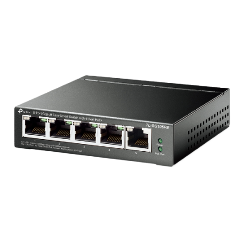 TP-LINK Smartswitch TL-SG105PE 5-poorts Gigabit Easy met 4 PoE+-poorten Zwart (TL-SG105PE PoE+ Switch)