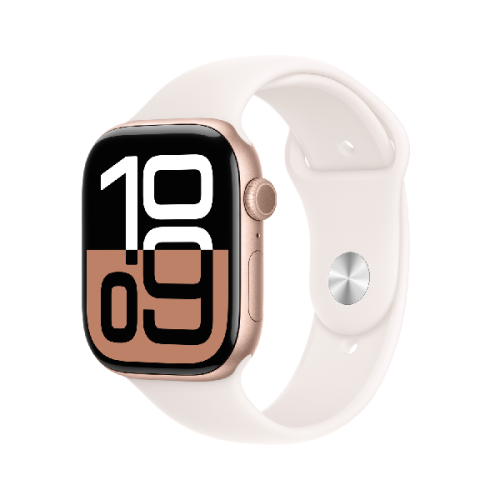 APPLE Watch S10 GPS 42 mm Aluminum Rose Gold kast, Rubber Band S/M (MWWH3QF/A)
