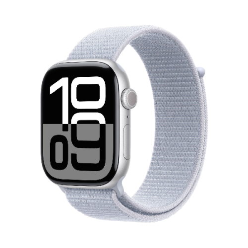 APPLE Watch S10 GPS 46 mm Aluminum Silver kast, Blue Cloud Sport Loop Band (MWWP3QF/A)