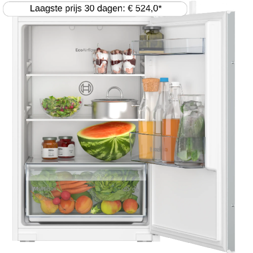 BOSCH KIR21NSE0 - Tafelmodel koelkast zonder vriesvak - breedte 54.1 cm - hoogte 87.4 cm - Half geïntegreerd - Nishoogte 88 cm