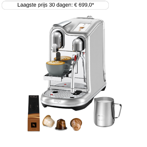 SAGE  Nespresso Creatista Pro Stainless Steel SNE900BSS4EEU1- 19 bar - Capsulemachine - Met Pad- / capsulesysteem - Zilver