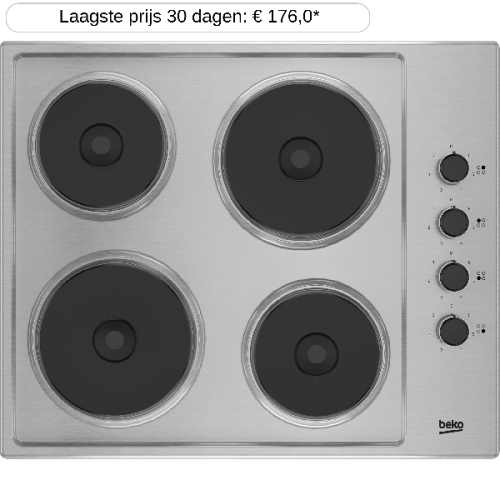 BEKO HIGE64100X - Kookplaat - Half geïntegreerd - Elektrisch - breedte 58 cm