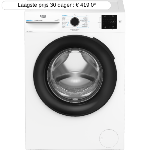 BEKO BM3WFT3941W - Wasmachine voorlader - 9 kg - 1400 rpm - 75 dB