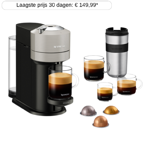 KRUPS  Nespresso Vertuo Next Grijs XN910B10 - Grote kopmaten - Centrifusion - Capsulemachine - Met Pad- / capsulesysteem - Grijs