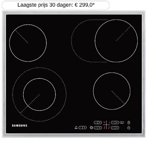 SAMSUNG NZ64F5RD9AB/EF - Kookplaat - Inbouw - Keramisch - 2-fasen (Perilex) - breedte 57.5 cm