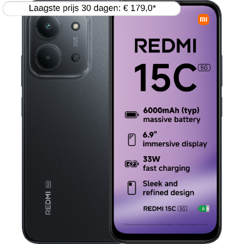 XIAOMI Redmi 15C 5G 4GB RAM 128GB ROM - Zwart