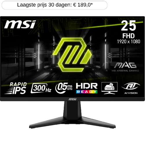 MSI Gaming Monitor MAG 255XF - 24.5 inch - Full HD - IPS (In-Plane Switching)