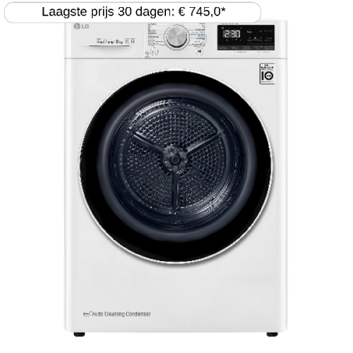 LG RH80V9AV4N - Warmtepompdroger - 8 kg - 62 dB - Energielabel C