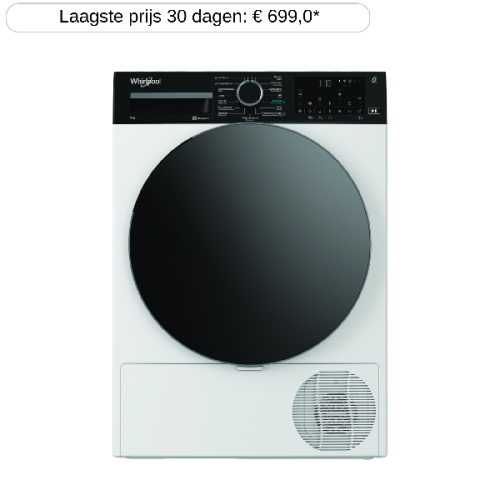 WHIRLPOOL CWD 95M WBS BE - Warmtepompdroger - 9 kg - 60 dB - Energielabel B