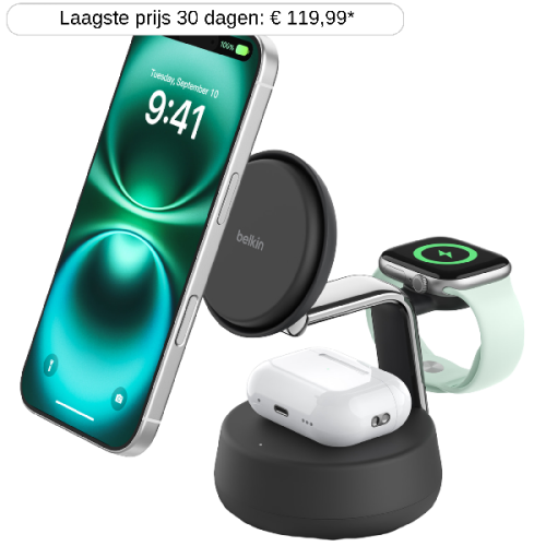 BELKIN UltraCharge Pro 25W Qi2 3-in-1 Magnetische Draadloze Lader – Sand