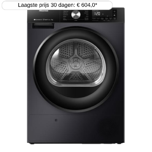 HISENSE DH3S902BB3 - Warmtepompdroger - 9 kg - 64 dB - Energielabel C