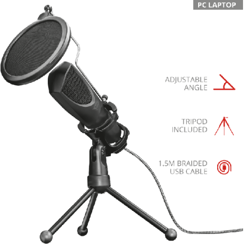 TRUST Microfoon Mantis Streaming GXT232 Zwart (22656)