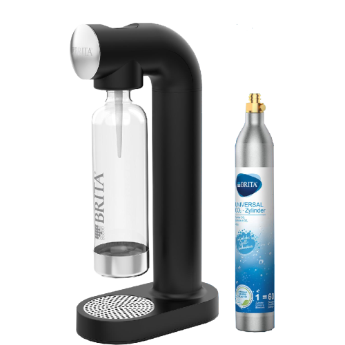 BRITA SodaONE Bruiswatertoestel Zwart - met 1 CO2-cilinder en 1 Soda fles