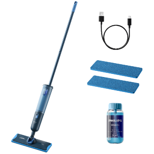 PHILIPS OneUp XV3101/11 Elektrische dweil Blauw Inclusief 2 dweildoeken