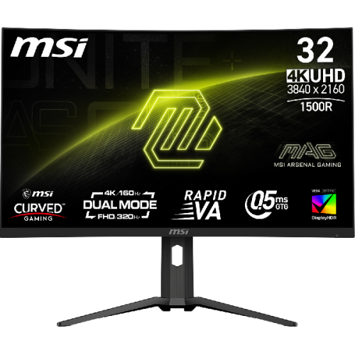 MSI Gaming Monitor MAG 321CUPDF - 31.5 inch - Ultra HD 4K - VA (Vertical Alignment) - Dual mode 4k 160 Hz - Full-HD 320 Hz