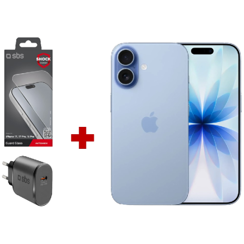 APPLE SW iPhone 17 - 5G - 256 GB - Mist Blue - Bundle - Oplader + Screenprotector