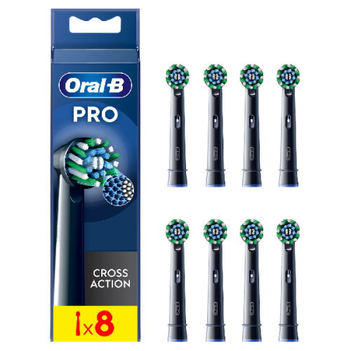 ORAL B Opzetborstel Crossaction Zwart 8 stuks (8006540893388)