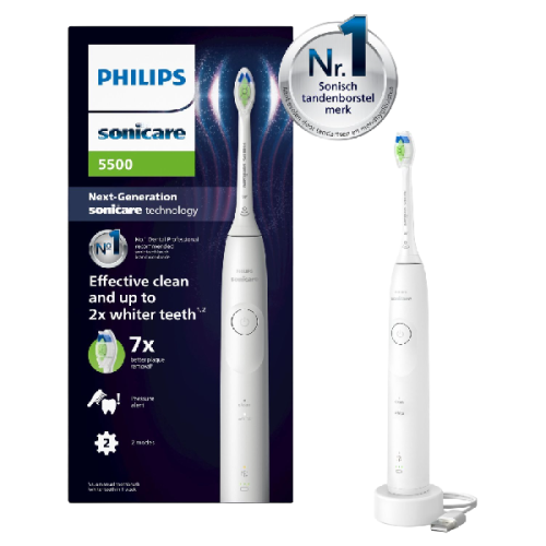 PHILIPS Sonicare 5500 Series Elektrische Tandenborstel - 2 poetsstanden - Wit - HX7110/01