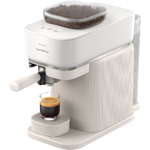 PHILIPS Baristina - BAR300/00 - Semi-Automatische Espressomachine - Pistonmachine - Koffiemachine met Bonen - Wit - Semi automatische espressomachine - Wit