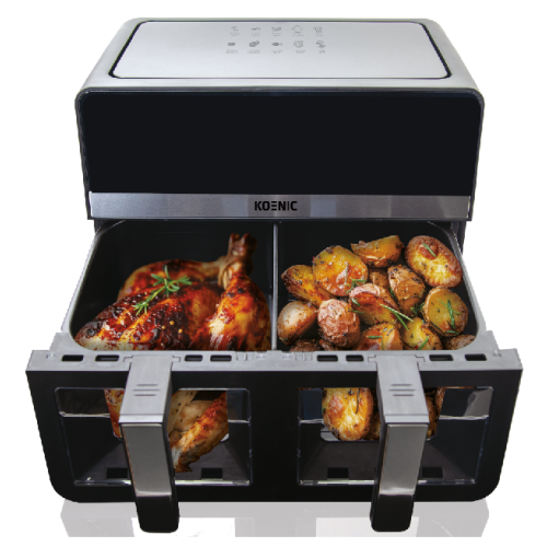 KOENIC KAF 924224 B DOUBLE AIR FRYER - Airfryer - Zwart - 4,75 l - 2400 W - Aantal manden: 2
