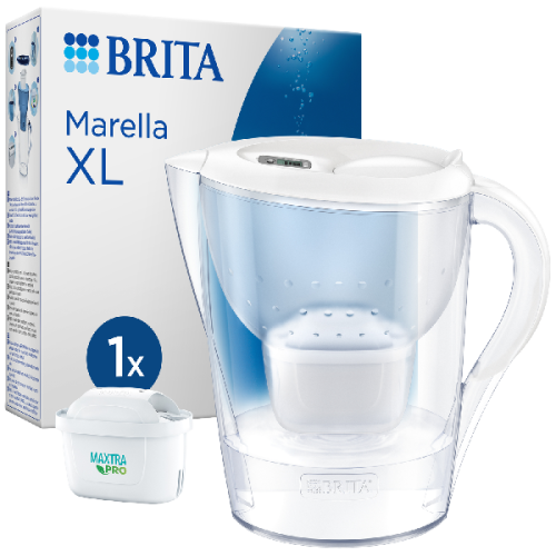BRITA Marella XL Waterfilterkan 3.6L - Cool White - Incl. 1 Maxtra Pro Waterfilter