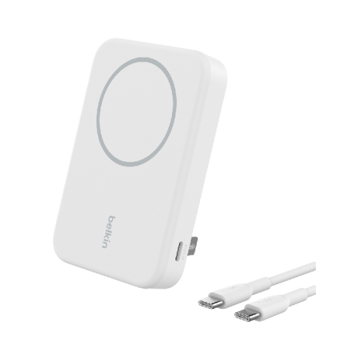 BELKIN Belkin Magnetische Powerbank 8.000 mAh Qi2 MagSafe-compatibel incl. Standaard - Wit