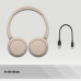 SONY Beige WHCH520C.CE7 On-ear Draadloze hoofdtelefoon Beige