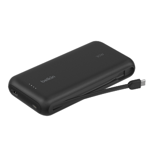 BELKIN Belkin Powerbank 20.000 mAh 30W Power Delivery met geïntegreerde USB-C-kabel - Zwart