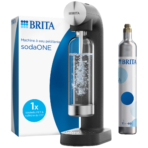 BRITA SodaONE Bruiswatertoestel Zwart - met 1 CO2-cilinder en 1 Soda fles