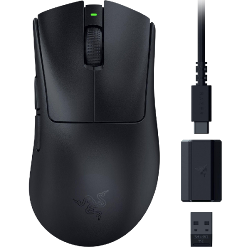 RAZER Hyperspeed Deathadder V3 (RZ01-05140100-R3G1) RF sans fil + USB Type-C Mouse Met Ergonomische vorm Zwart