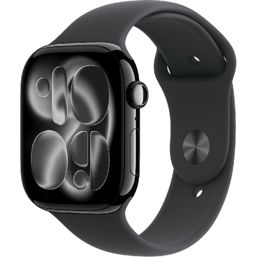 APPLE Watch Series 11 GPS + Cellular - 46mm Jet Black Aluminium Case - Black Sport Band S/M